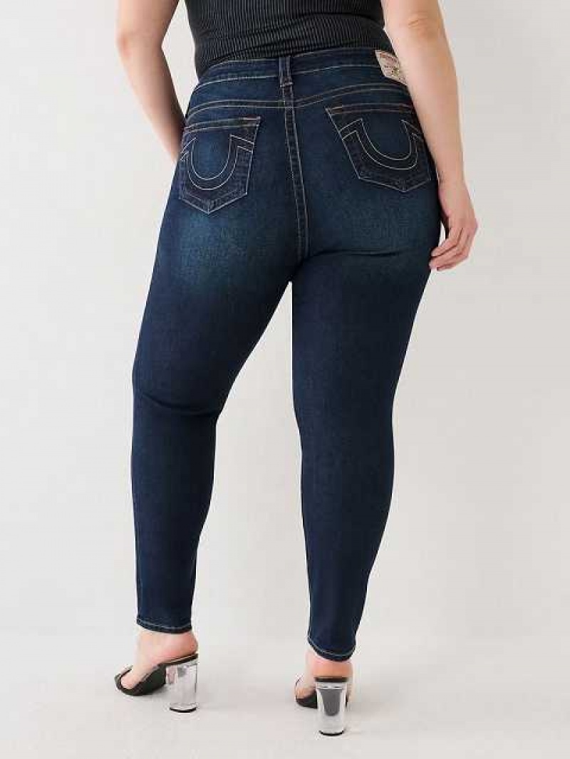 True Religion Plus Jennie High Rise Curvy Skinny Jeans Dam Mörktvätt | SRM078246