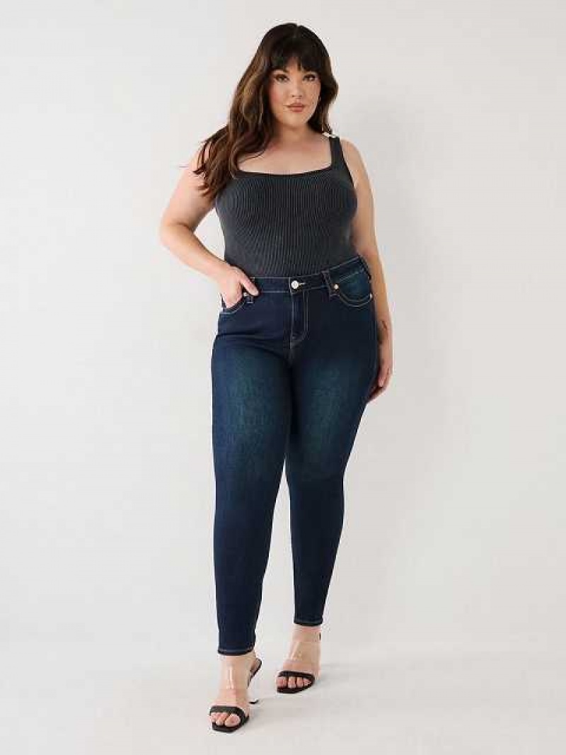 True Religion Plus Jennie High Rise Curvy Skinny Jeans Dam Mörktvätt | SRM078246