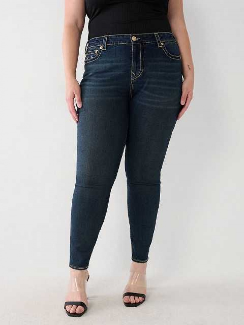 True Religion Plus Jennie Mid Rise Curvy Skinny Jeans Dam Aizome | VDE849301