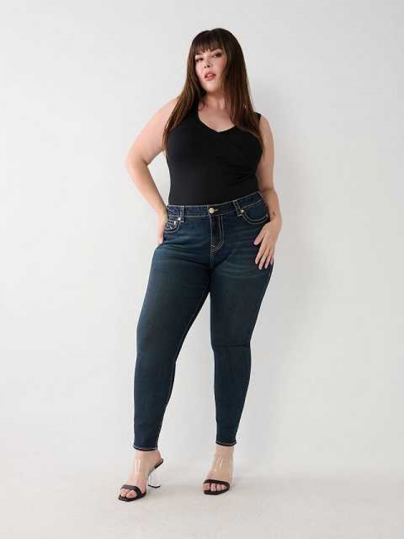 True Religion Plus Jennie Mid Rise Curvy Skinny Jeans Dam Aizome | VDE849301