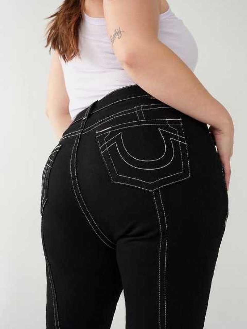 True Religion Plus Jennie Mid Rise Curvy Skinny Jeans Dam Svarta | QKH139827