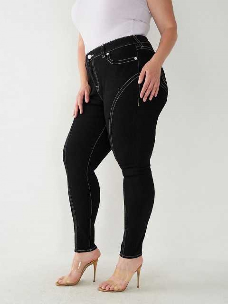 True Religion Plus Jennie Mid Rise Curvy Skinny Jeans Dam Svarta | QKH139827