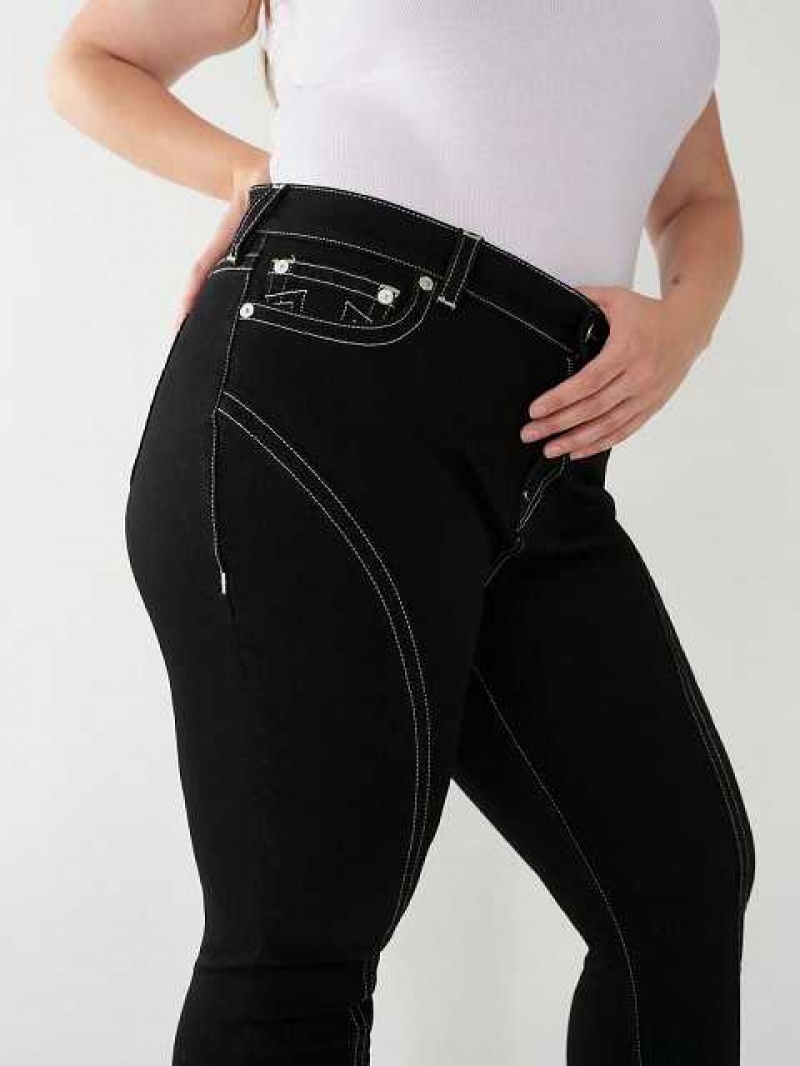 True Religion Plus Jennie Mid Rise Curvy Skinny Jeans Dam Svarta | QKH139827