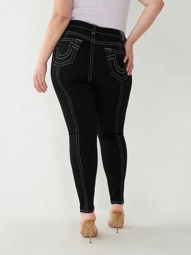 True Religion Plus Jennie Mid Rise Curvy Skinny Jeans Dam Svarta | QKH139827