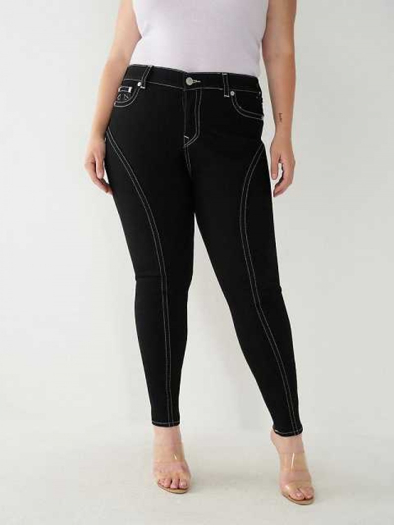 True Religion Plus Jennie Mid Rise Curvy Skinny Jeans Dam Svarta | QKH139827