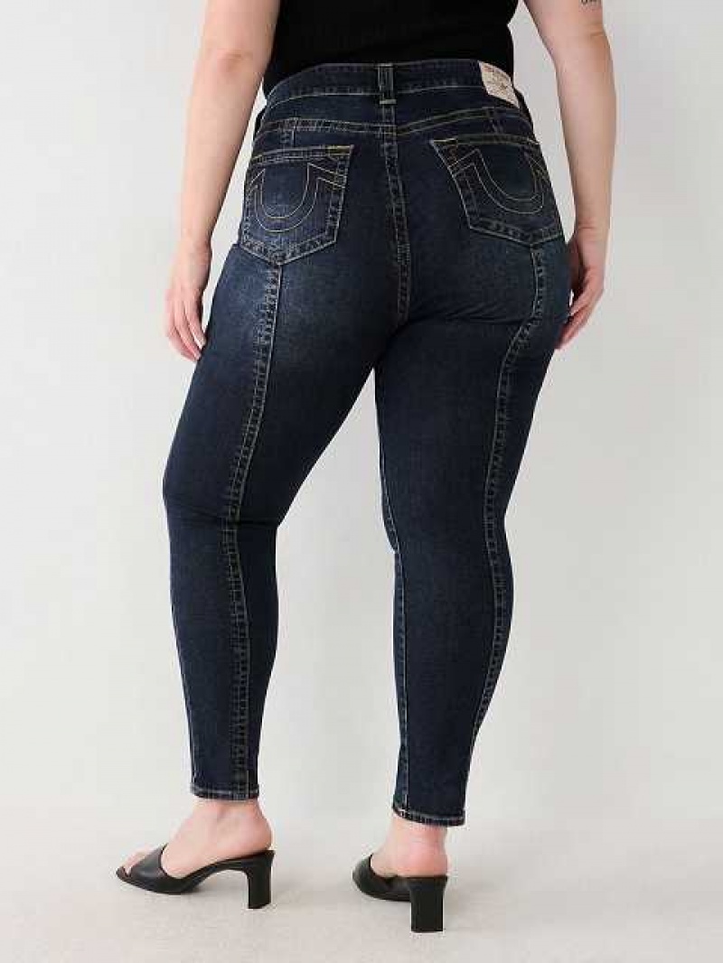 True Religion Plus Jennie Mid Rise Curvy Skinny Jeans Dam Marinblå | GZA063284