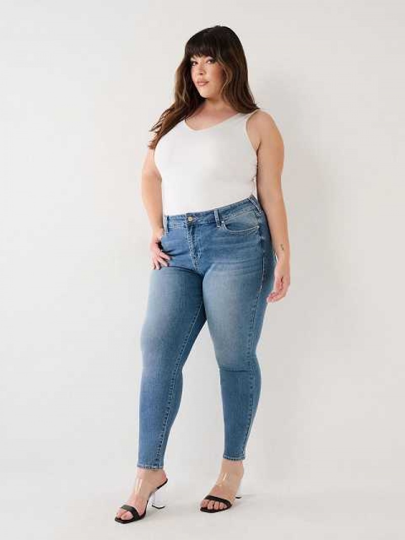 True Religion Plus Jennie Mid Rise Curvy Skinny Jeans Dam Mörkblå | FPZ973681