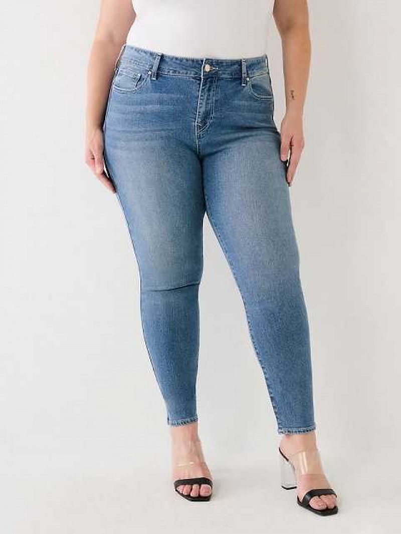 True Religion Plus Jennie Mid Rise Curvy Skinny Jeans Dam Mörkblå | FPZ973681