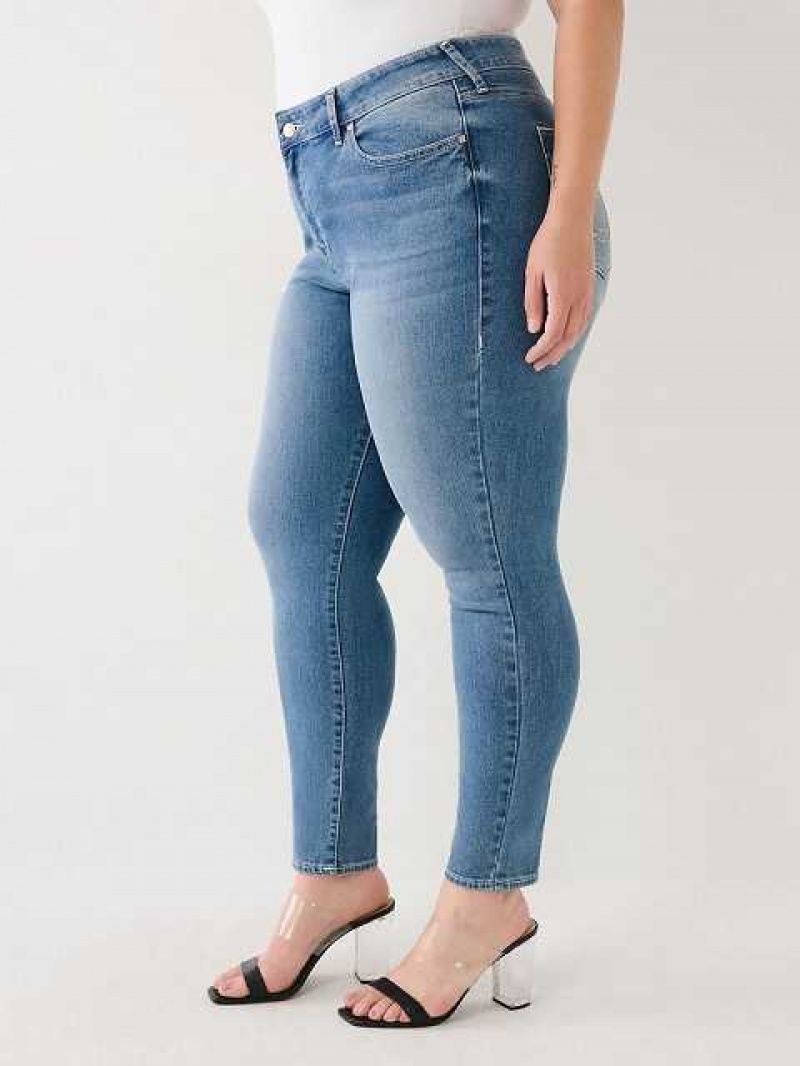 True Religion Plus Jennie Mid Rise Curvy Skinny Jeans Dam Mörkblå | FPZ973681