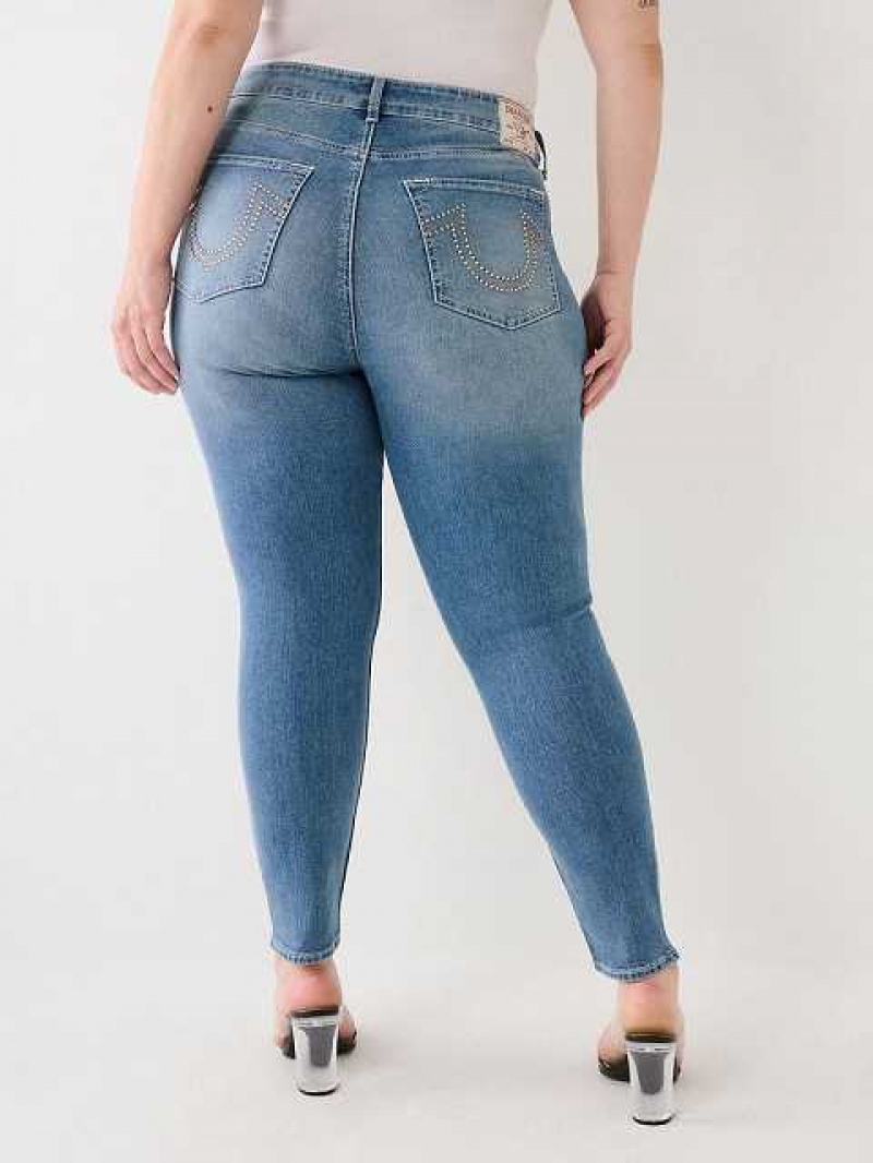 True Religion Plus Jennie Mid Rise Curvy Skinny Jeans Dam Mörkblå | FPZ973681