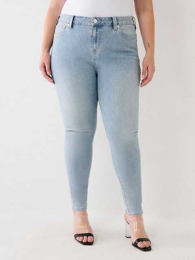 True Religion Plus Jennie Mid Rise Curvy Skinny Jeans Dam Blå | HAE340968