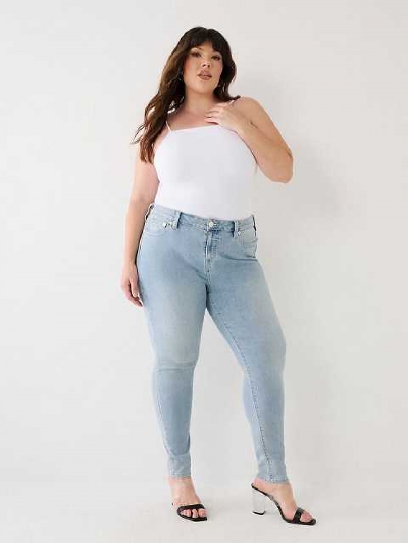 True Religion Plus Jennie Mid Rise Curvy Skinny Jeans Dam Blå | HAE340968