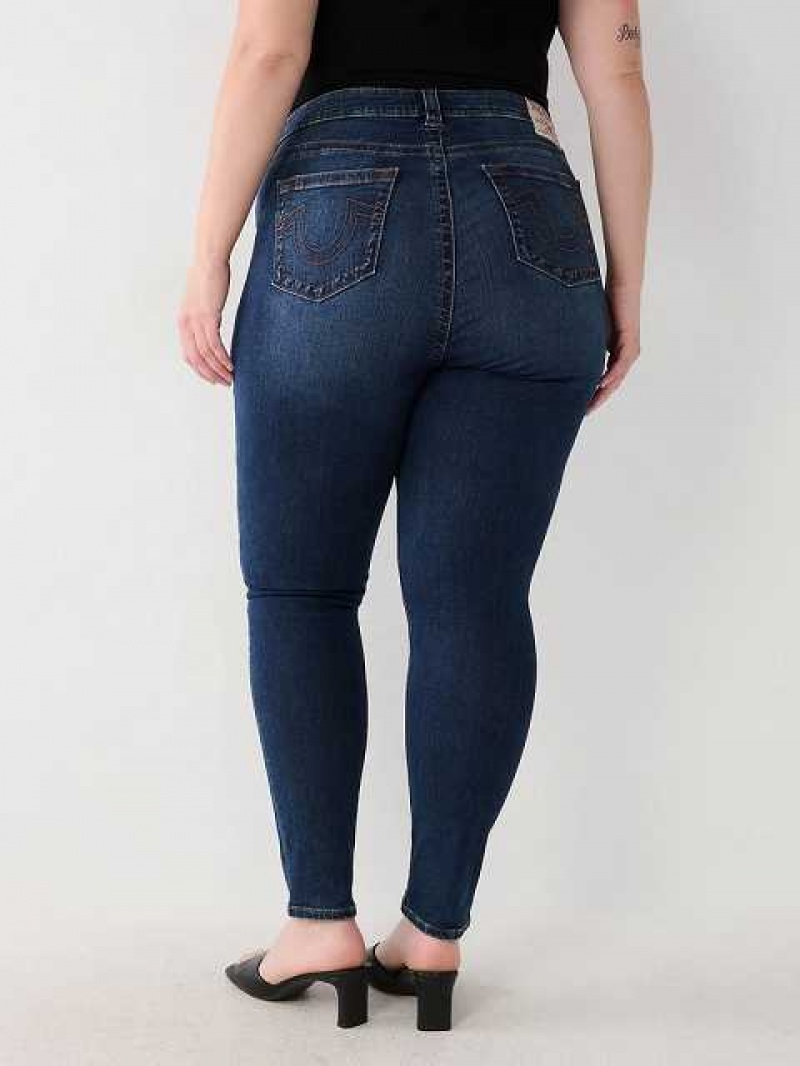 True Religion Plus Jennie Mid Rise Curvy Skinny Jeans Dam Mörktvätt | VOI645910