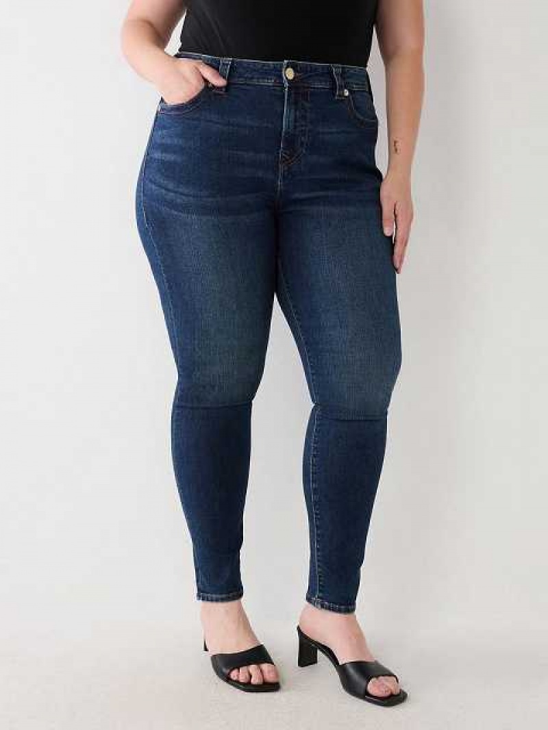 True Religion Plus Jennie Mid Rise Curvy Skinny Jeans Dam Mörktvätt | VOI645910