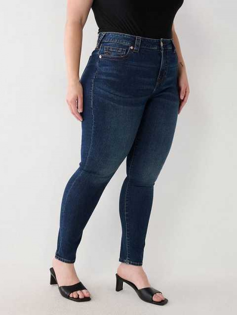 True Religion Plus Jennie Mid Rise Curvy Skinny Jeans Dam Mörktvätt | VOI645910