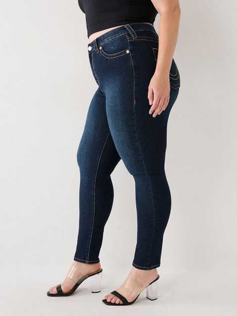 True Religion Plus Jennie Mid Rise Curvy Skinny Jeans Dam Mörktvätt | VPZ029147