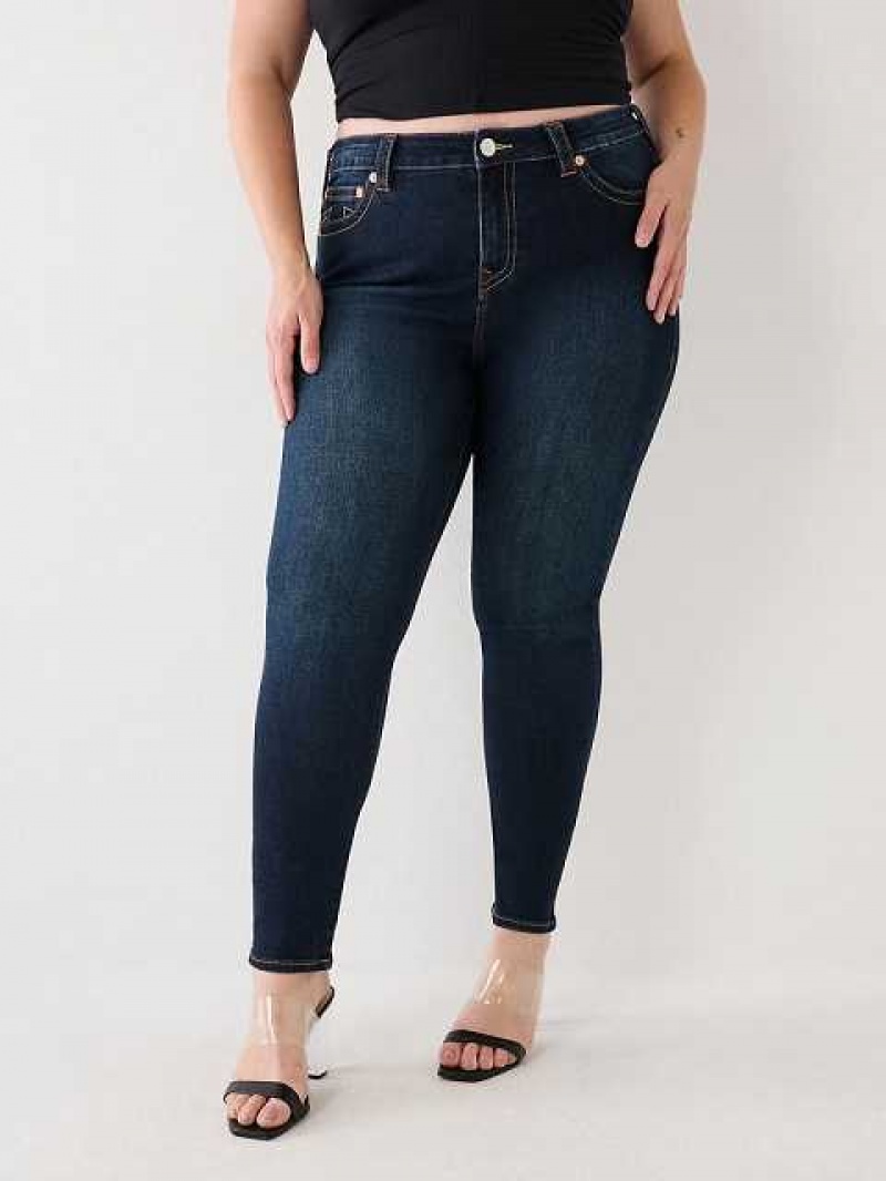 True Religion Plus Jennie Mid Rise Curvy Skinny Jeans Dam Mörktvätt | VPZ029147