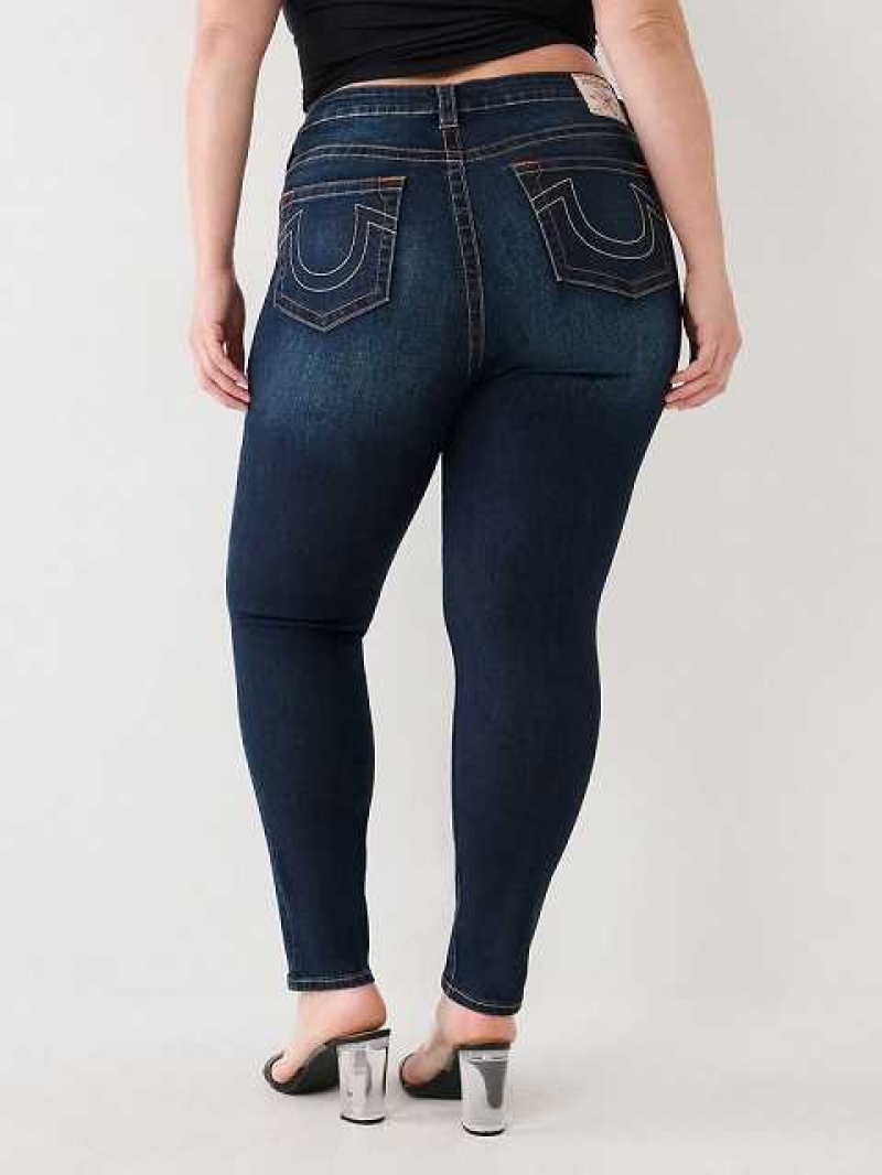 True Religion Plus Jennie Mid Rise Curvy Skinny Jeans Dam Mörktvätt | VPZ029147