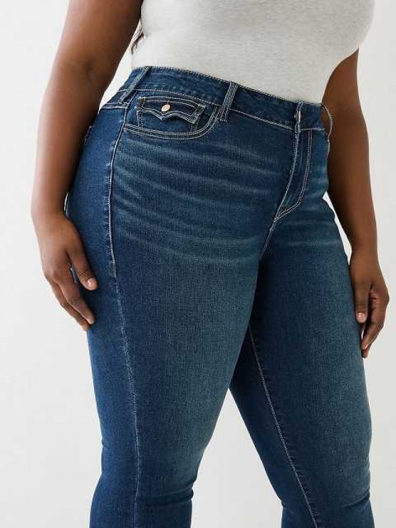 True Religion Plus Jennie Mid Rise Flap Skinny Jeans Dam Marinblå | LYP286310