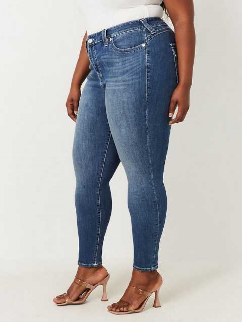 True Religion Plus Jennie Mid Rise Skinny Jeans Dam Marinblå | IDR246795