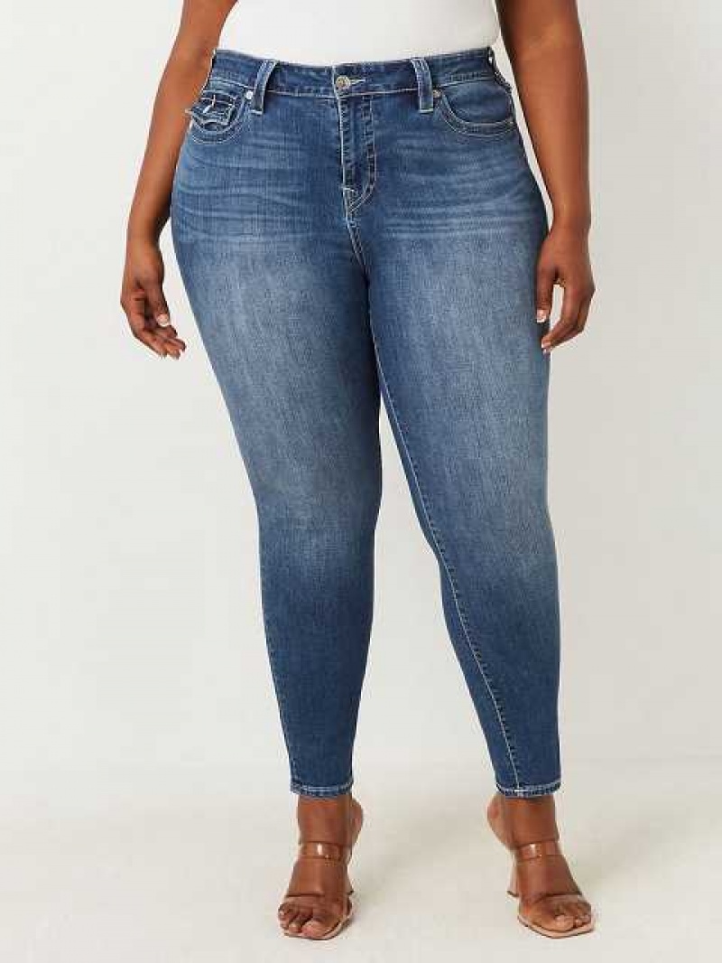 True Religion Plus Jennie Mid Rise Skinny Jeans Dam Marinblå | IDR246795