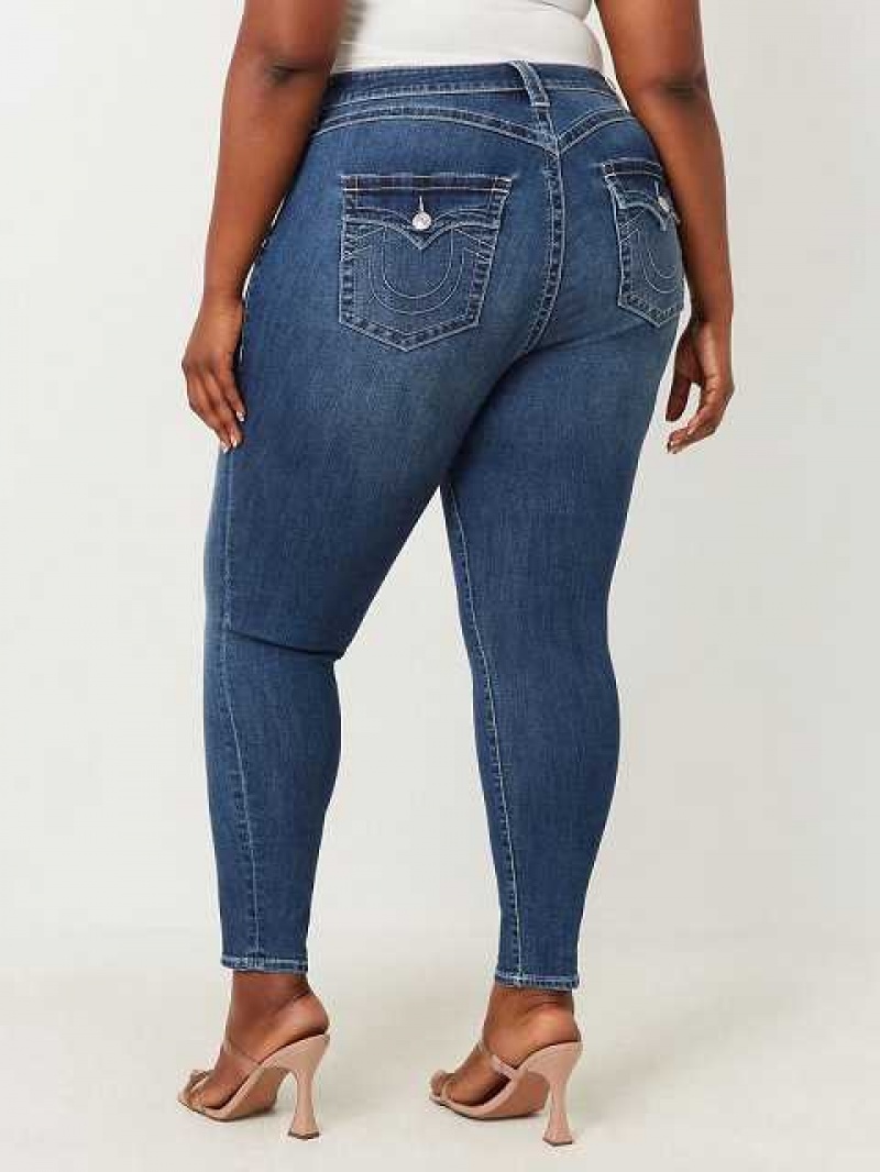 True Religion Plus Jennie Mid Rise Skinny Jeans Dam Marinblå | IDR246795