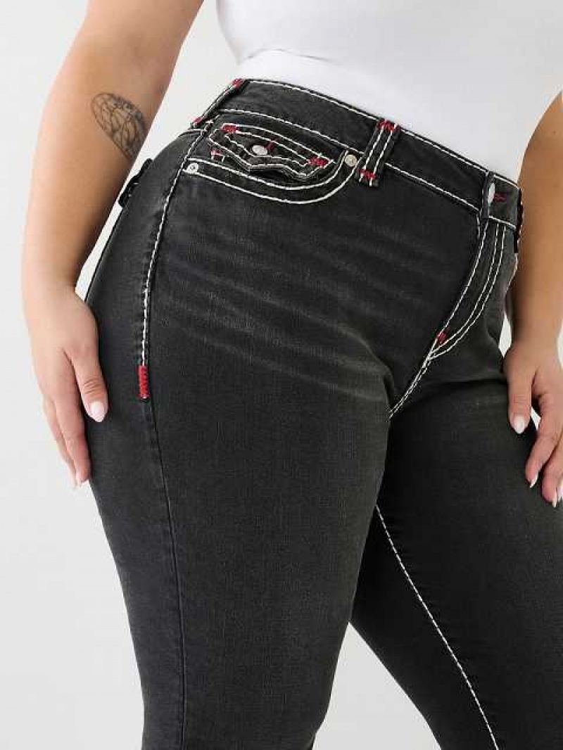 True Religion Plus Jennie Mid Rise Super T Skinny Jeans Dam Svarta | FBE109432