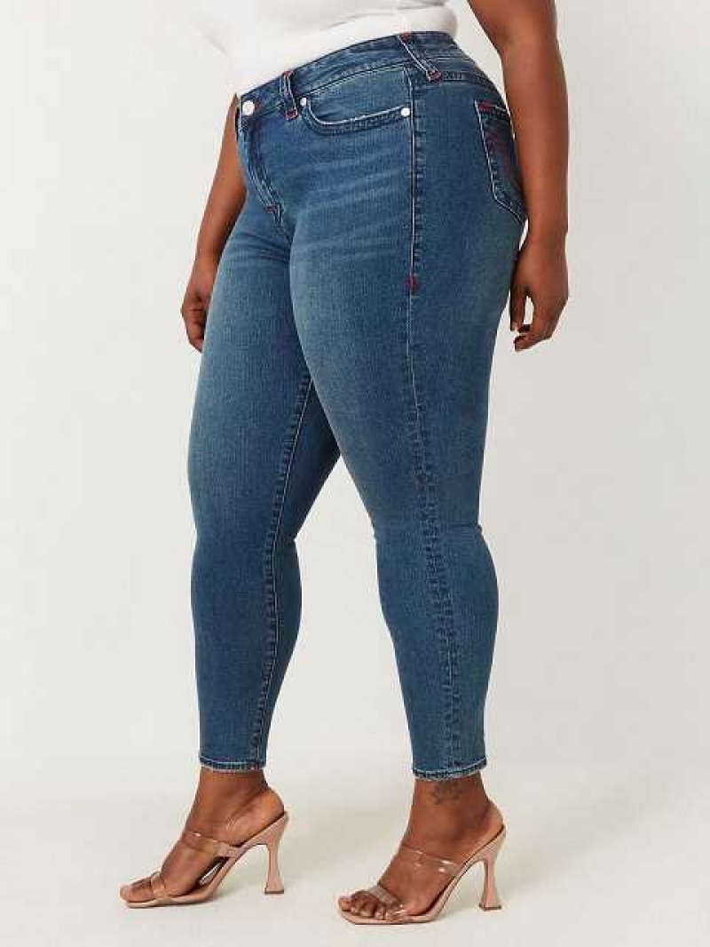 True Religion Plus Jennie Mid Rise Super Skinny Jeans Dam Mörkblå | EHN304871