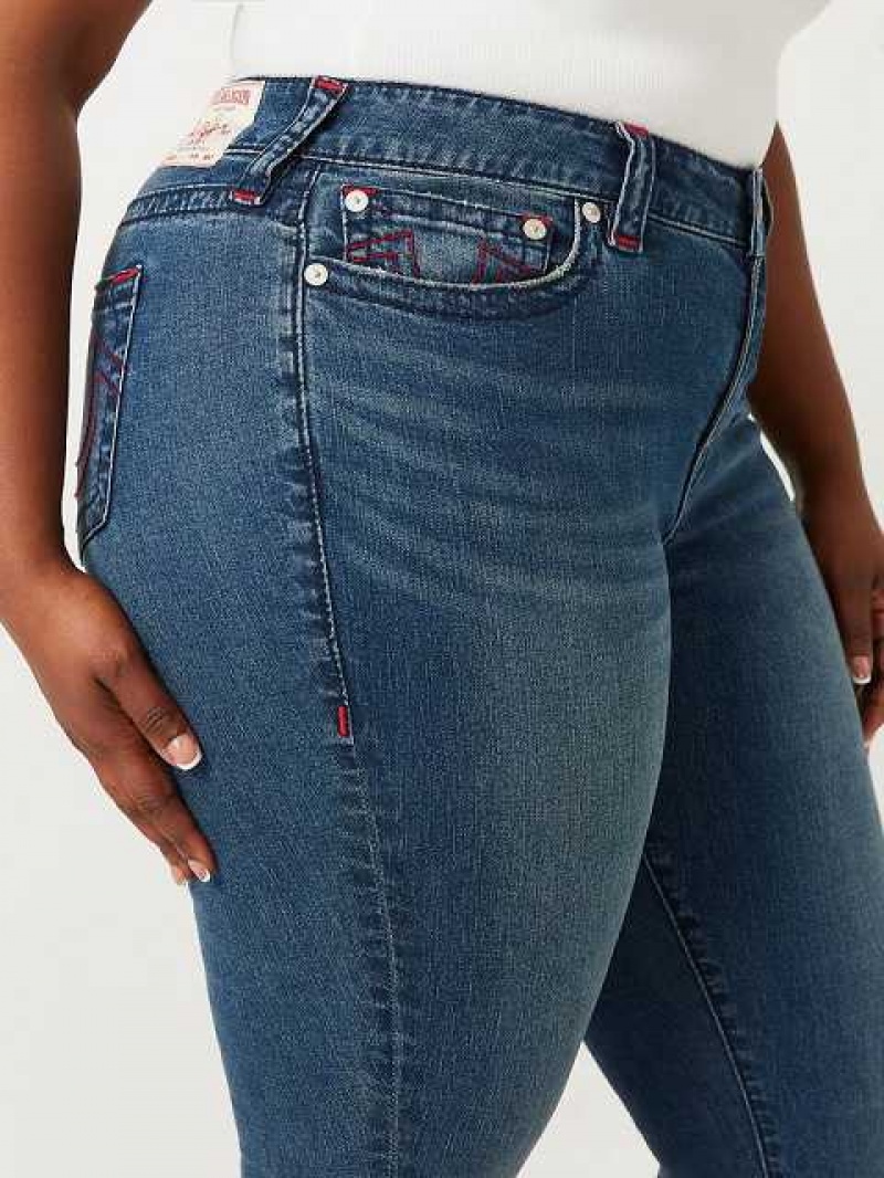 True Religion Plus Jennie Mid Rise Super Skinny Jeans Dam Mörkblå | EHN304871