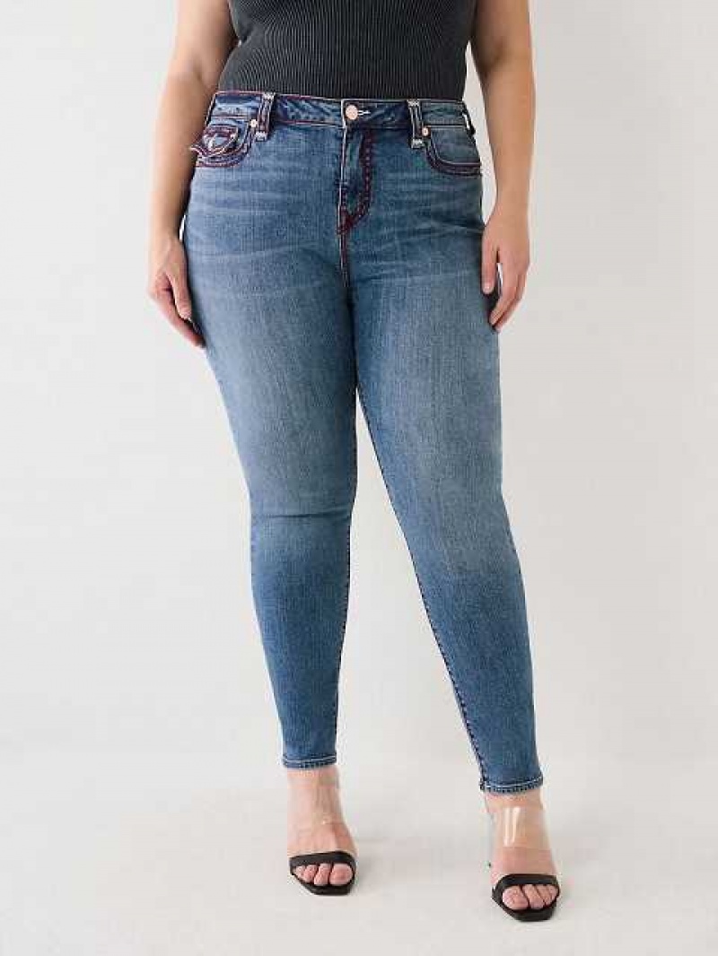 True Religion Plus Jennie Skinny Jeans Dam Blå | KQB761389