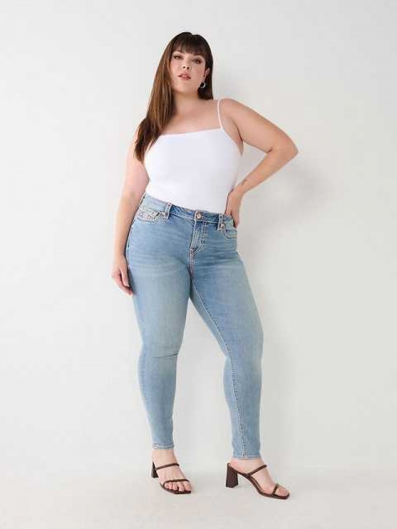 True Religion Plus Jennie Super T Curvy Skinny Jeans Dam Blå | GSX687390