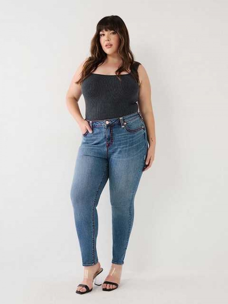 True Religion Plus Jennie Super T Curvy Skinny Jeans Dam Blå | IOX072164