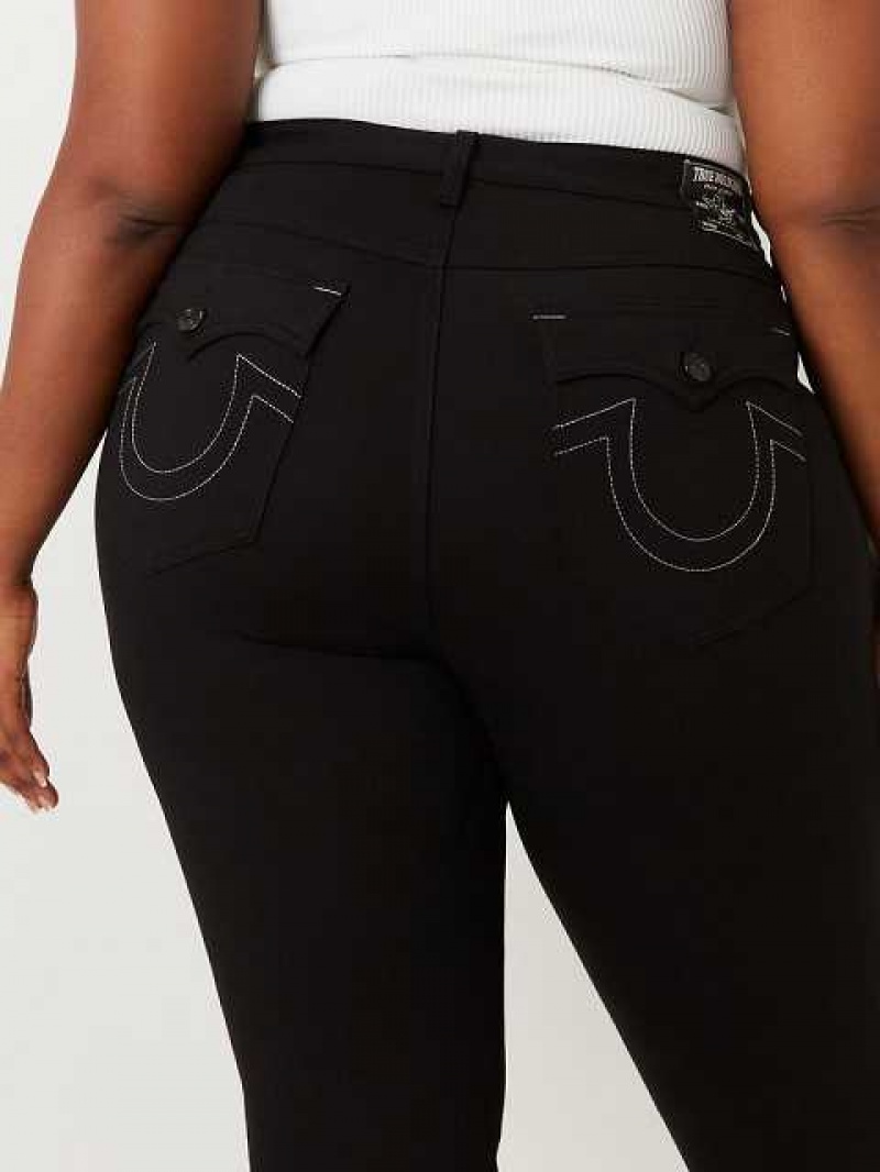 True Religion Plus Joey Ponte Curvy Utsvängda Jeans Dam Svarta | PGJ962857