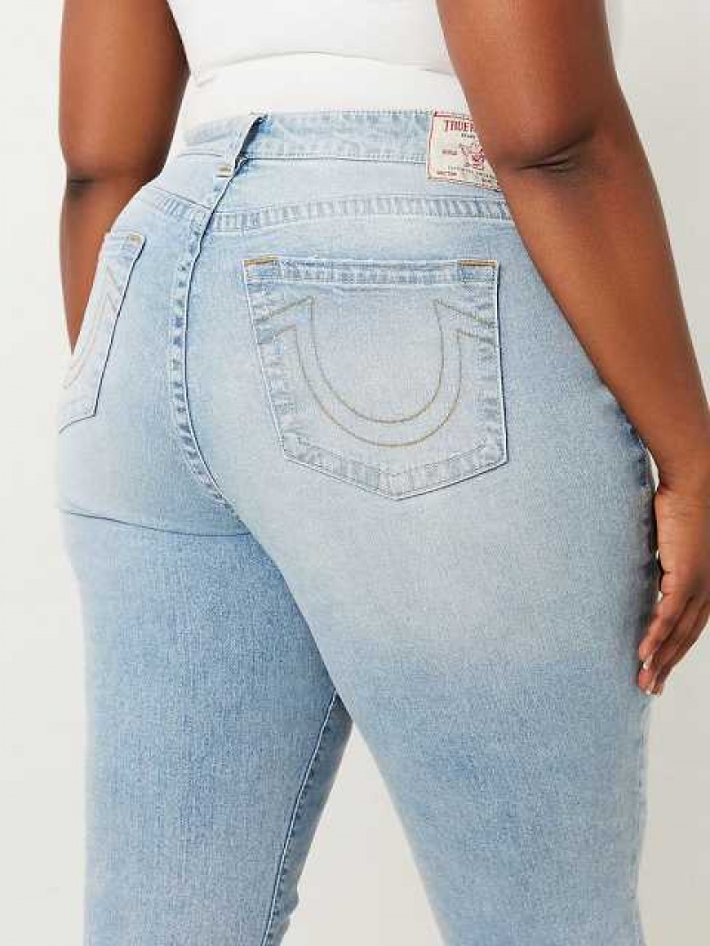 True Religion Plus Sarah High Rise Straight Jeans Dam Ljusblå | UGH205437