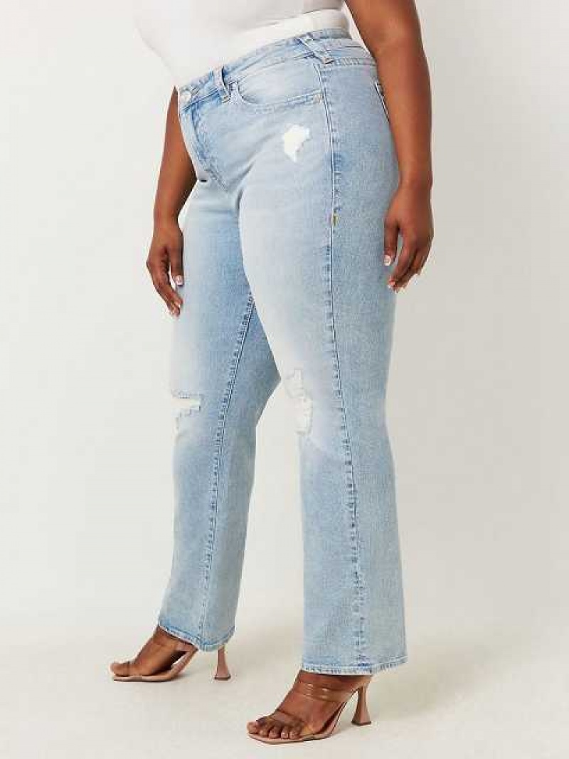 True Religion Plus Sarah High Rise Straight Jeans Dam Ljusblå | UGH205437