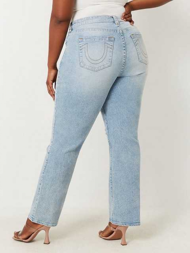 True Religion Plus Sarah High Rise Straight Jeans Dam Ljusblå | UGH205437