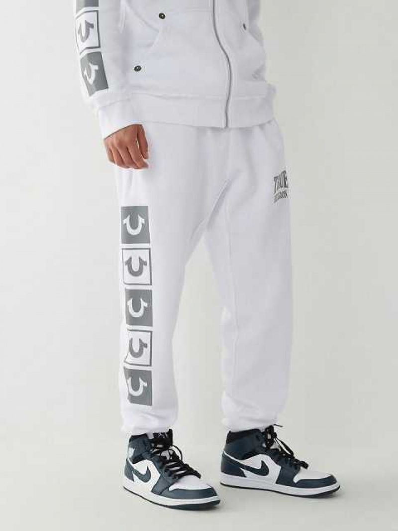 True Religion Relaxed Logo Joggingbyxor Herr Vita | FKI924178