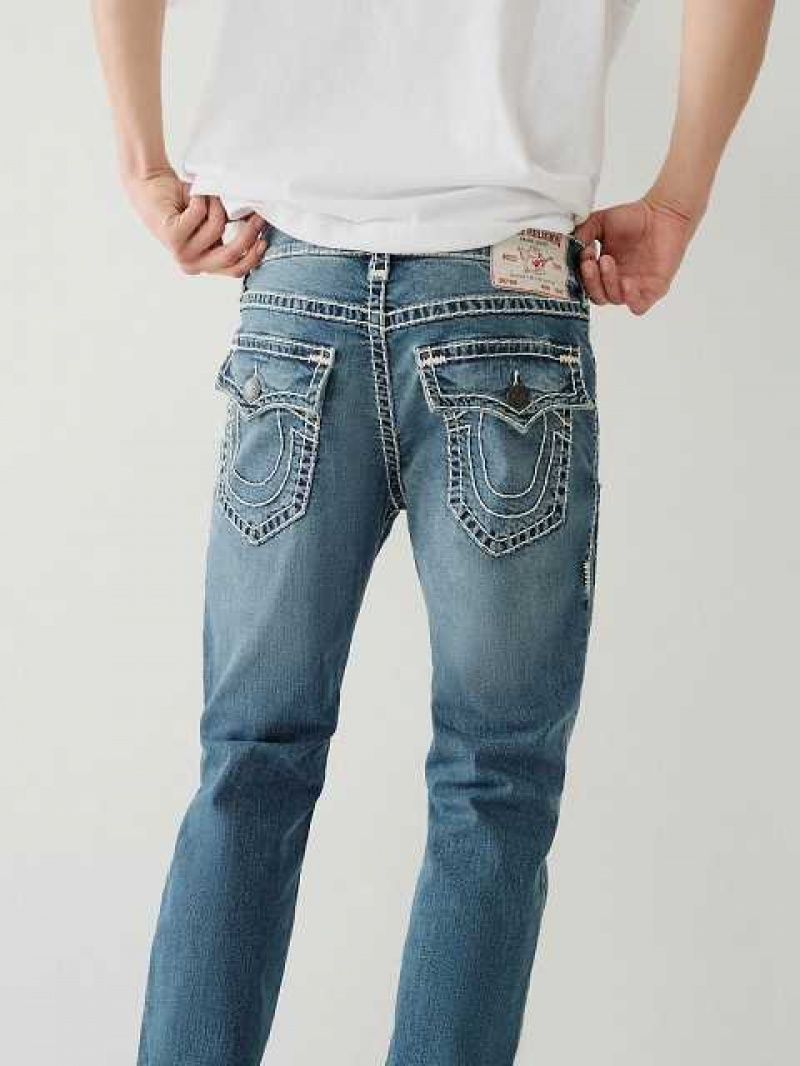 True Religion Ricky 7-pocket Straight Jeans Herr Blå | SNV267403