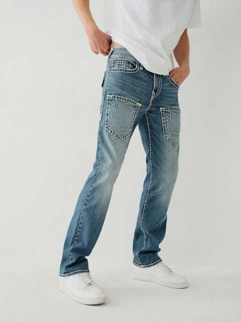 True Religion Ricky 7-pocket Straight Jeans Herr Blå | SNV267403