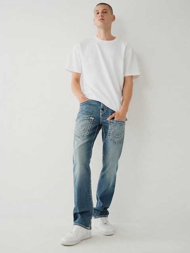 True Religion Ricky 7-pocket Straight Jeans Herr Blå | SNV267403