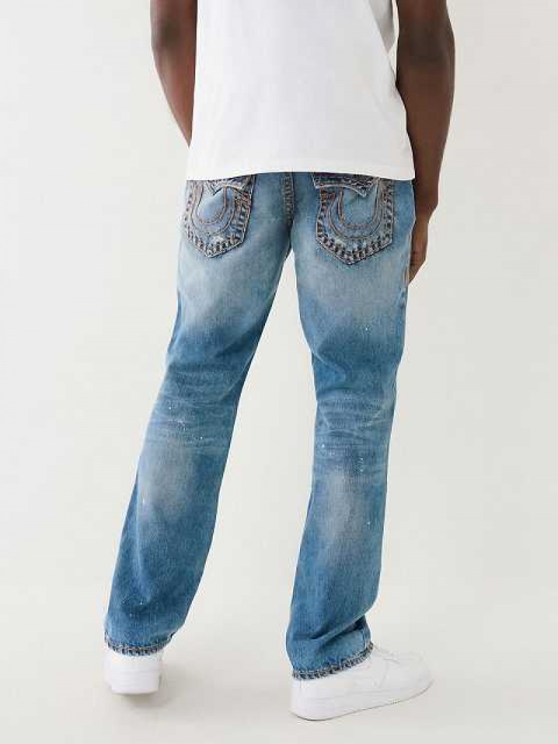 True Religion Ricky Beach Splatter Distressed Straight Jeans Herr Tvätt | SXJ257631