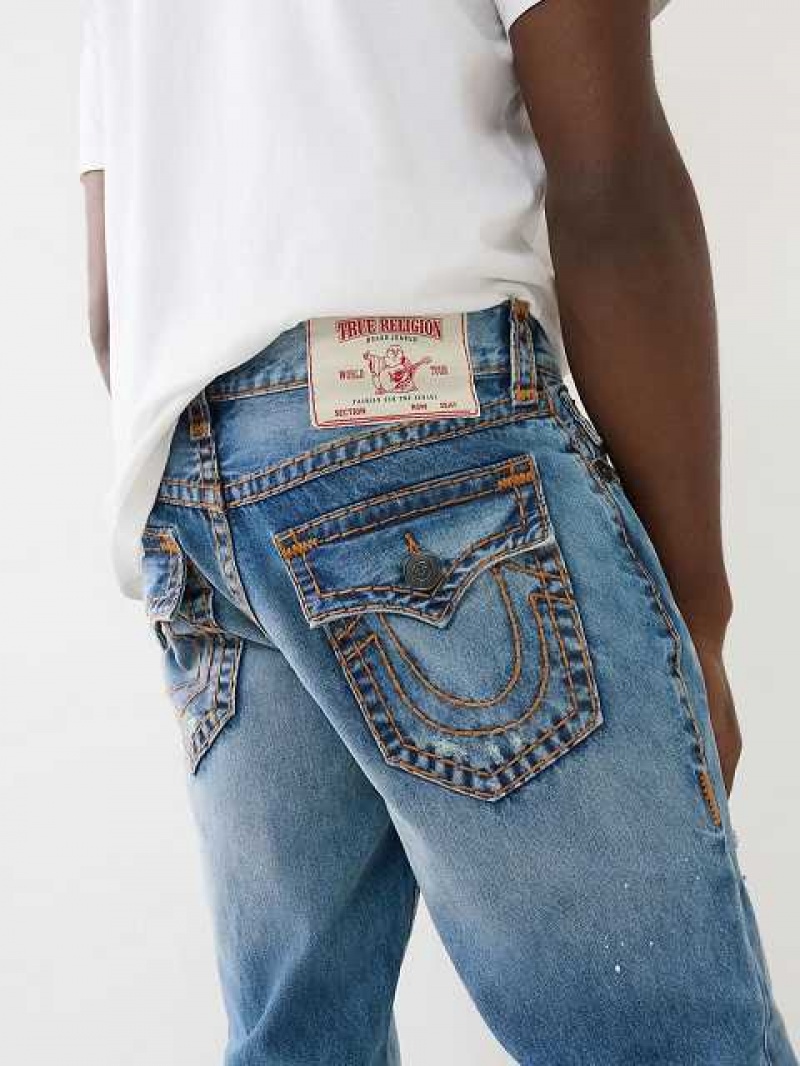 True Religion Ricky Beach Splatter Distressed Straight Jeans Herr Tvätt | SXJ257631