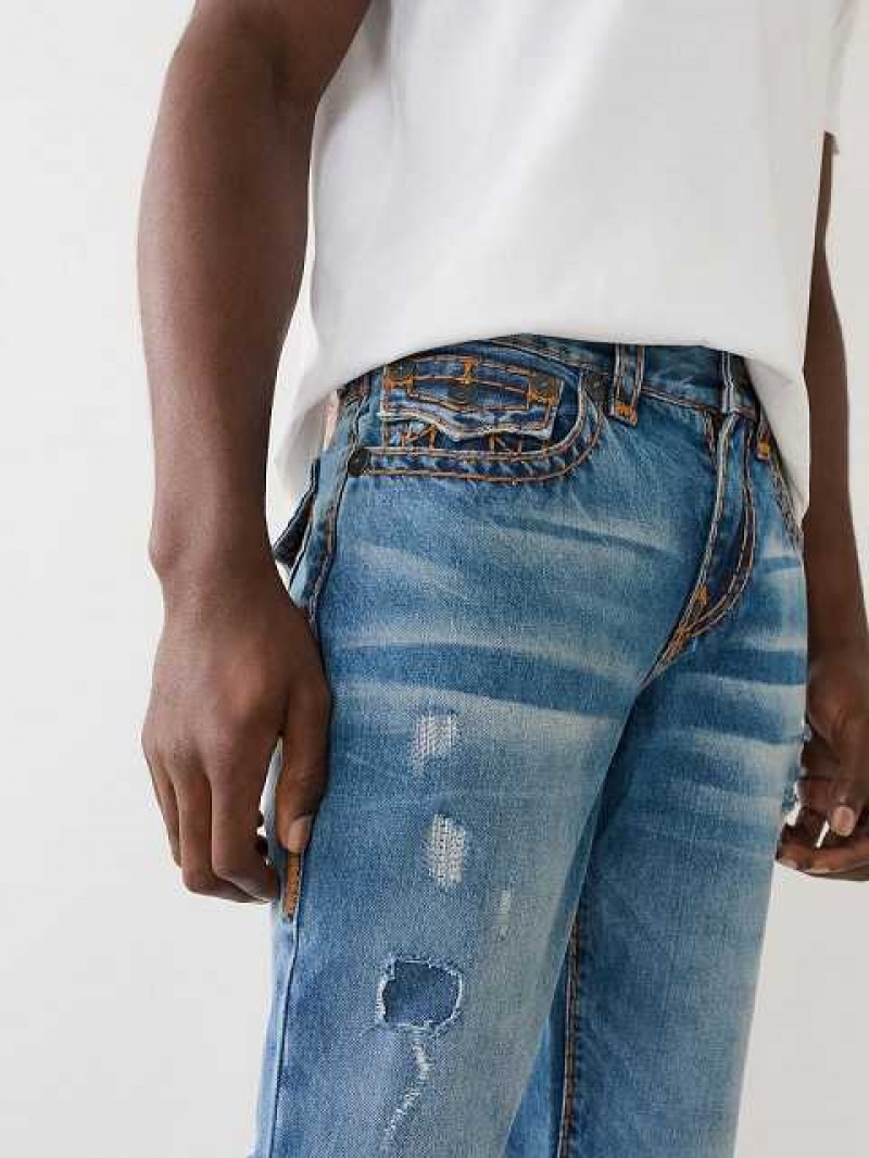 True Religion Ricky Beach Splatter Distressed Straight Jeans Herr Tvätt | SXJ257631