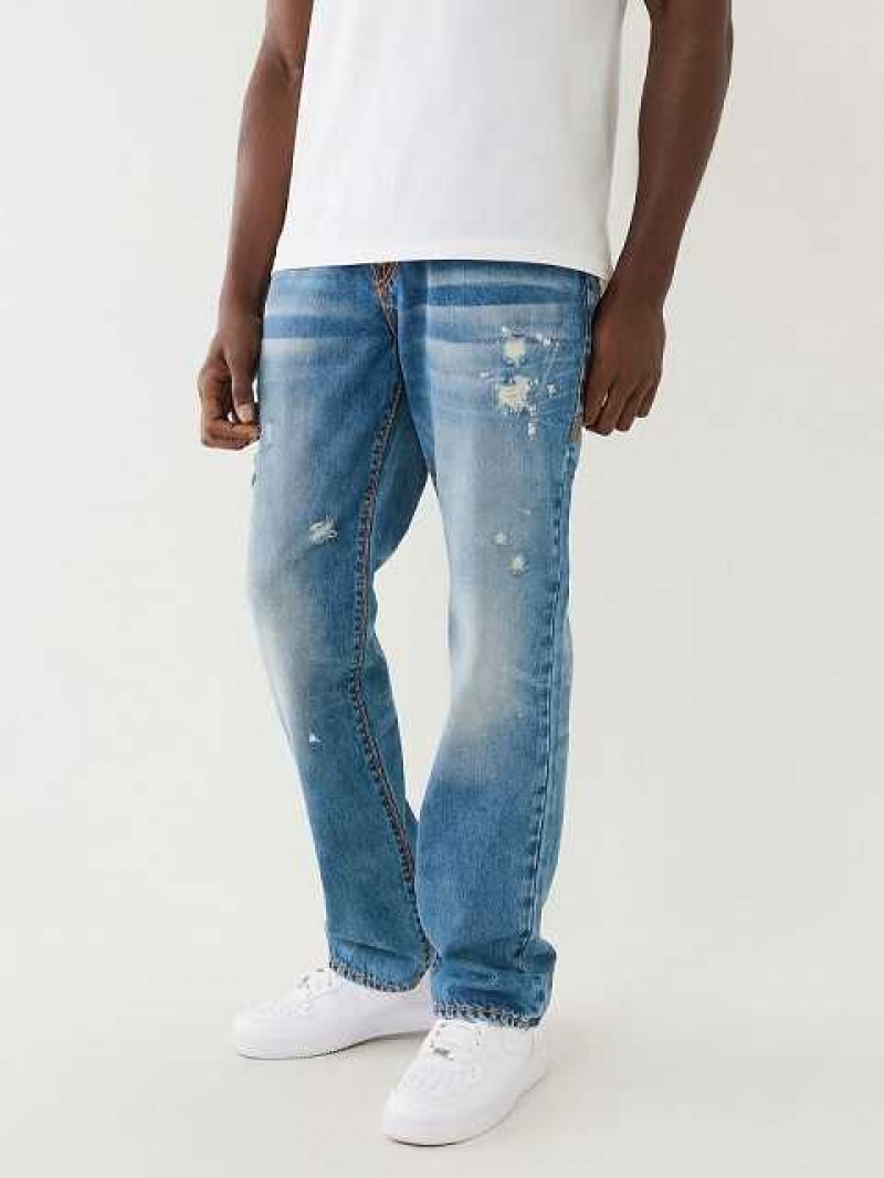 True Religion Ricky Beach Splatter Distressed Straight Jeans Herr Tvätt | SXJ257631