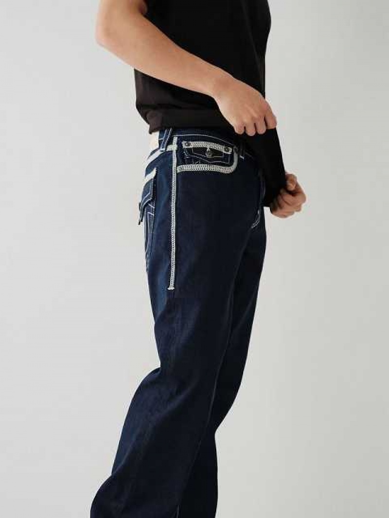 True Religion Ricky Flatlock Stitch Straight Jeans Herr Blå | EGS701984