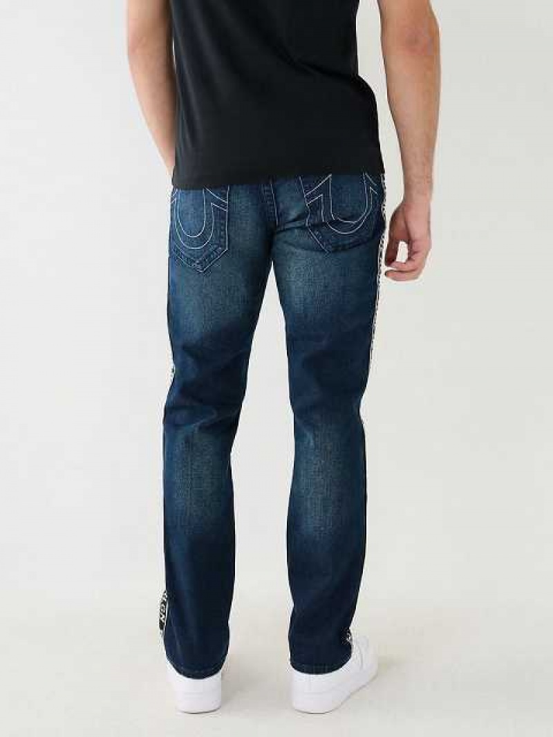 True Religion Ricky Side Stripe Straight Jeans Herr Mörkblå | MYP327598