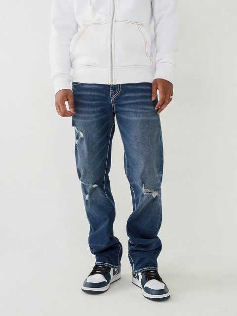 True Religion Ricky Stitch Straight Jeans Herr Blå | OCF932075