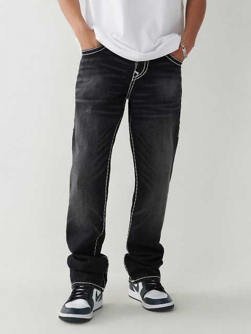 True Religion Ricky Tr Embroidery Straight Jeans Herr Svarta Tvätt | UGF194368