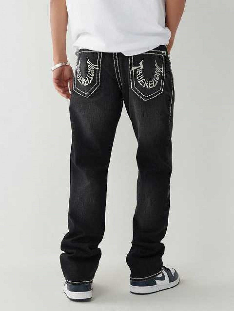 True Religion Ricky Tr Embroidery Straight Jeans Herr Svarta Tvätt | WTS780461