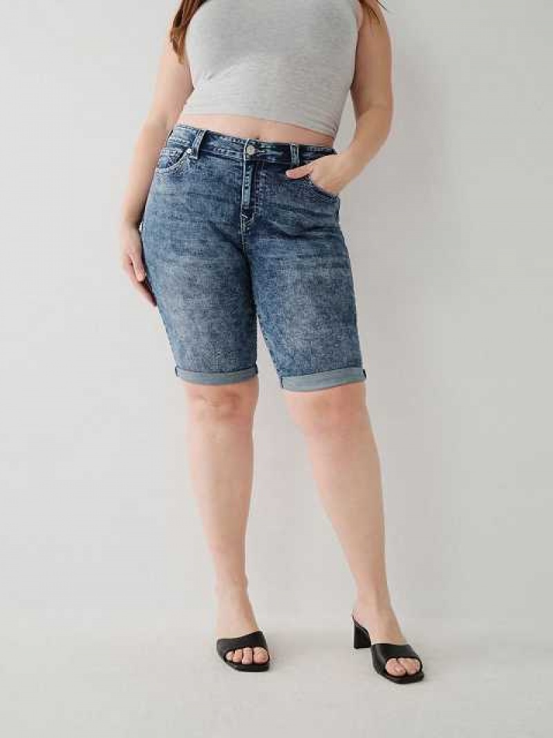 True Religion Riley Knee Shorts Dam Blå | AEW137026